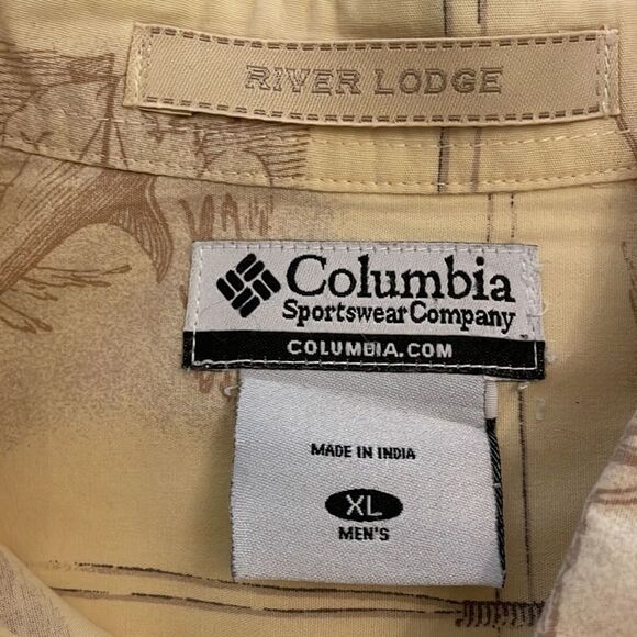 Columbia River Lodge Yellow Mens Shirt Size Extra Large XL Fishing Boat Sailfish - Picture 2 of 14